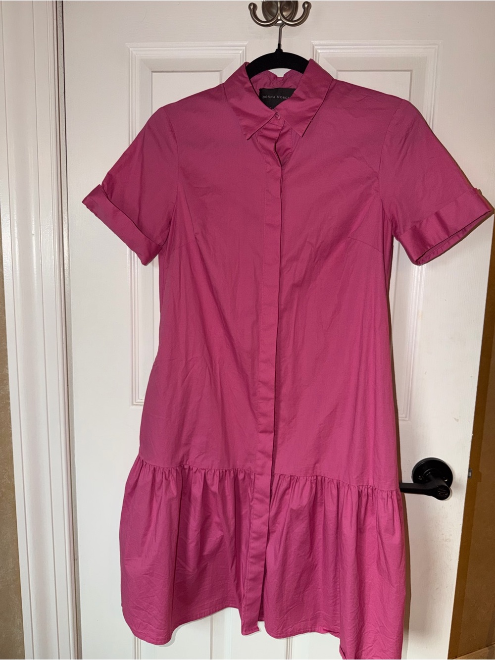 Donna Morgan Bright Pink Short-Sleeve Shirt Dress